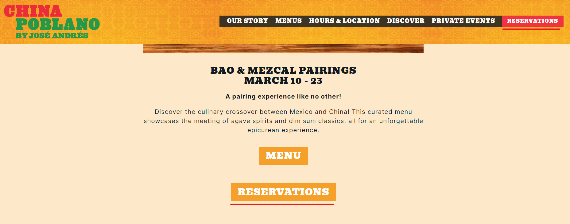 china poblano restaurant website screenshot
