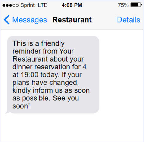 email and SMS reservation reminders reducing no-shows
