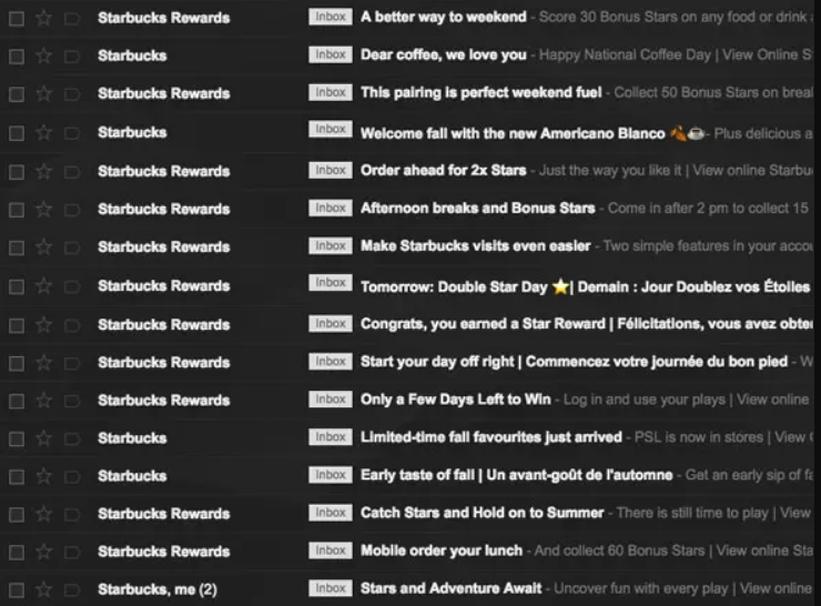 starbucks email marketing