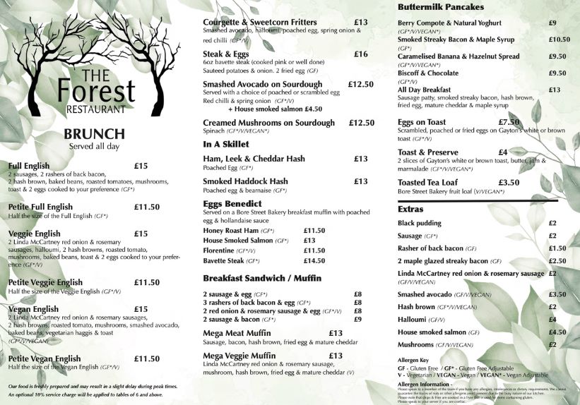 forest restaurant menu