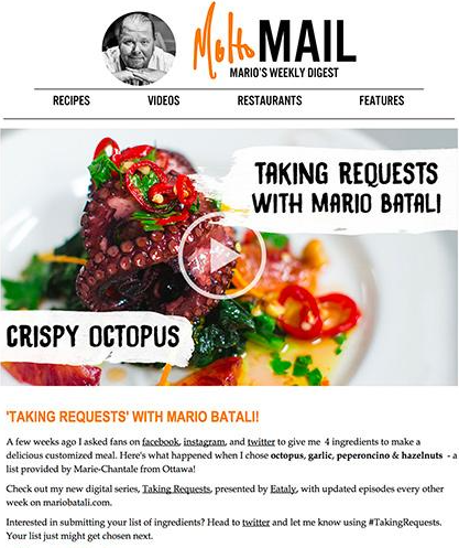 restaurant email marketing email screenshot
