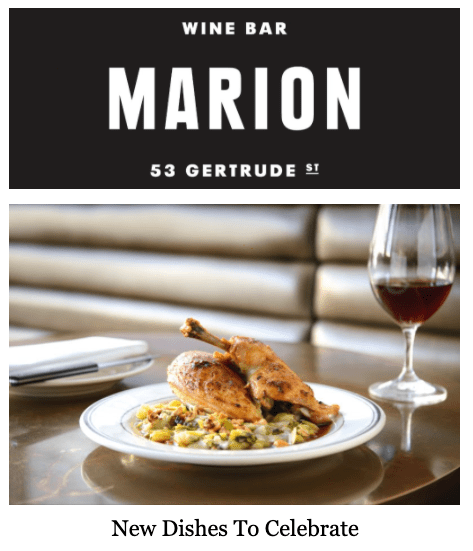 marion wine bar email marketing email screenshot