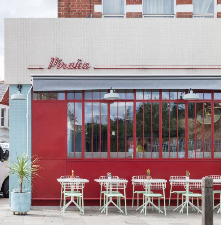 a photo of the exterior of pirana restaurant