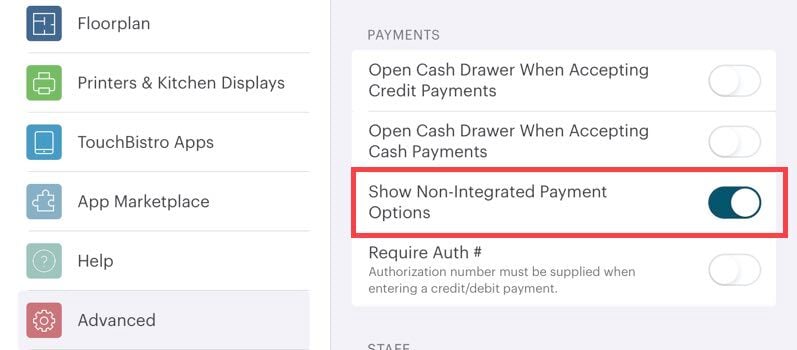 TouchBistro dashboard