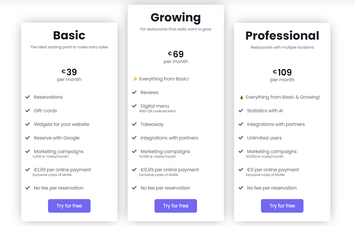 restomanager plans and pricing