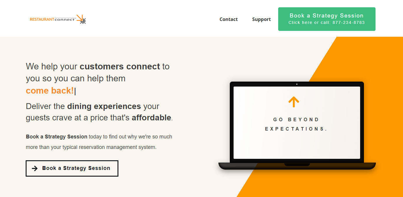 restaurantconnect homepage screenshot