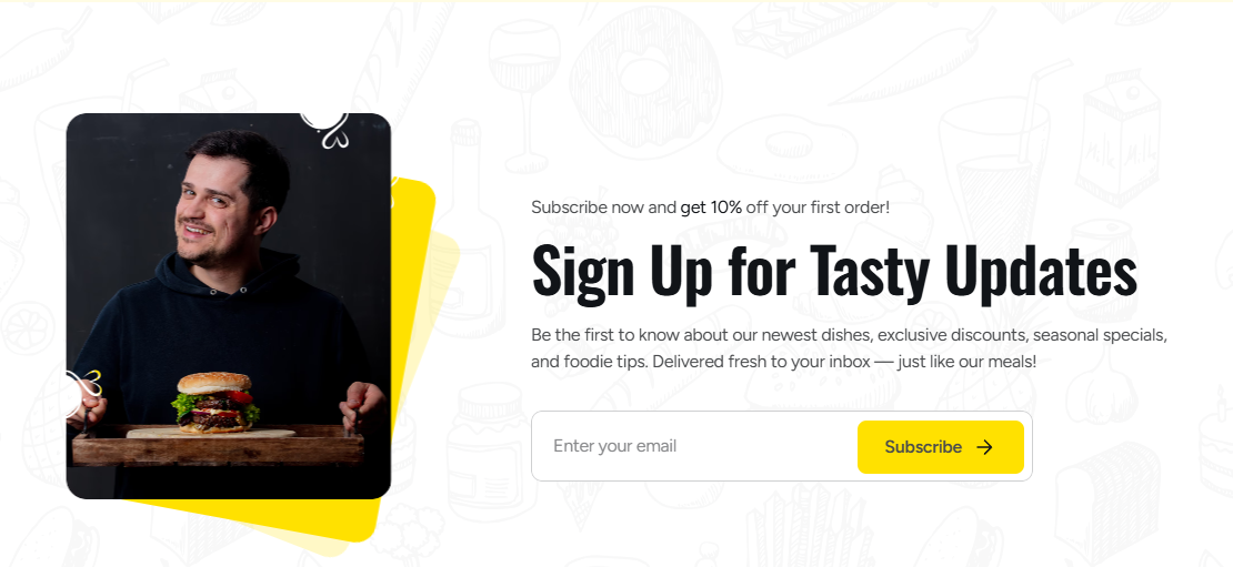 yumix newsletter sign up screenshot