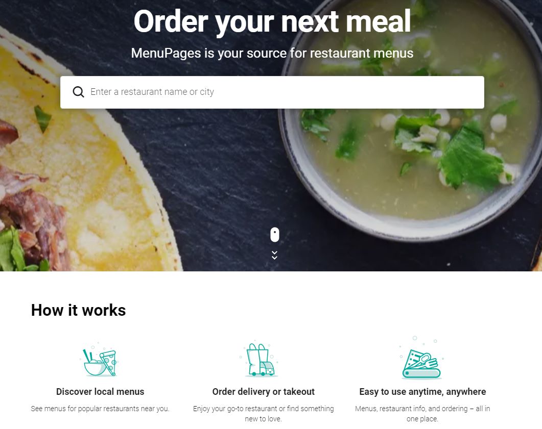 menupages website screenshot