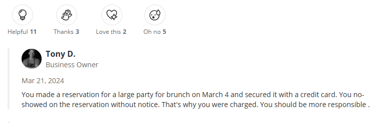 yelp comment screenshot