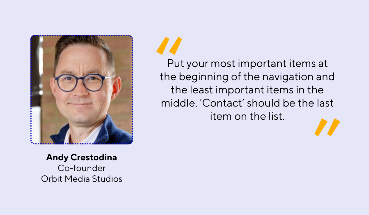 quote on website navigation