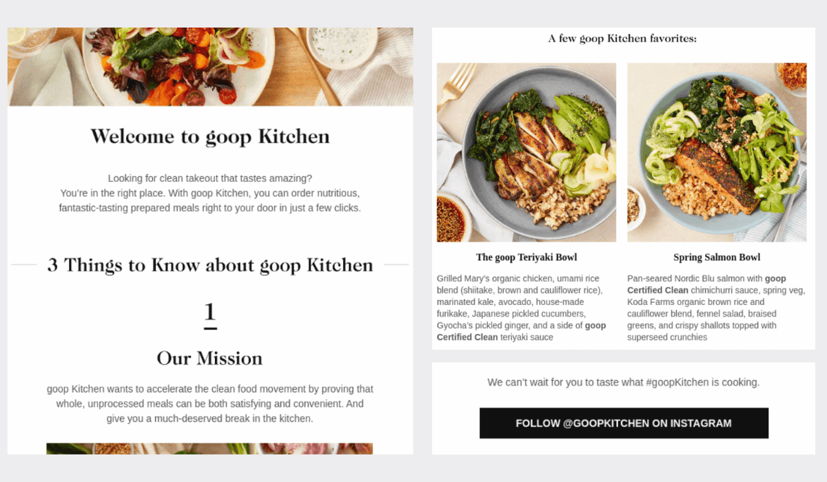 goop kitchen welcome email screenshot