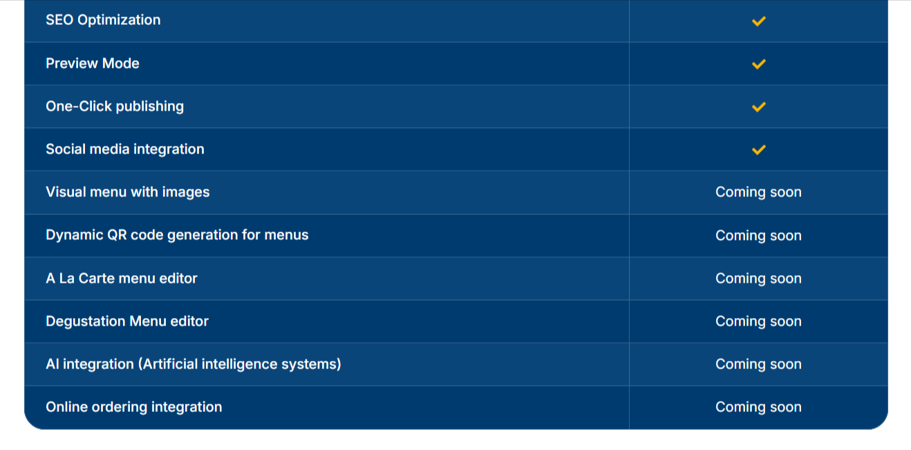 tablein upcoming features screenshot