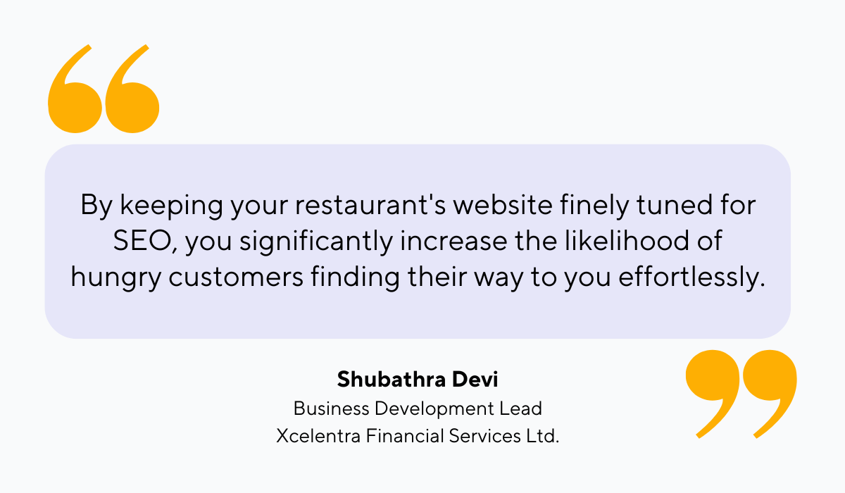 quote on the benefits of seo optimization for restaurant websites