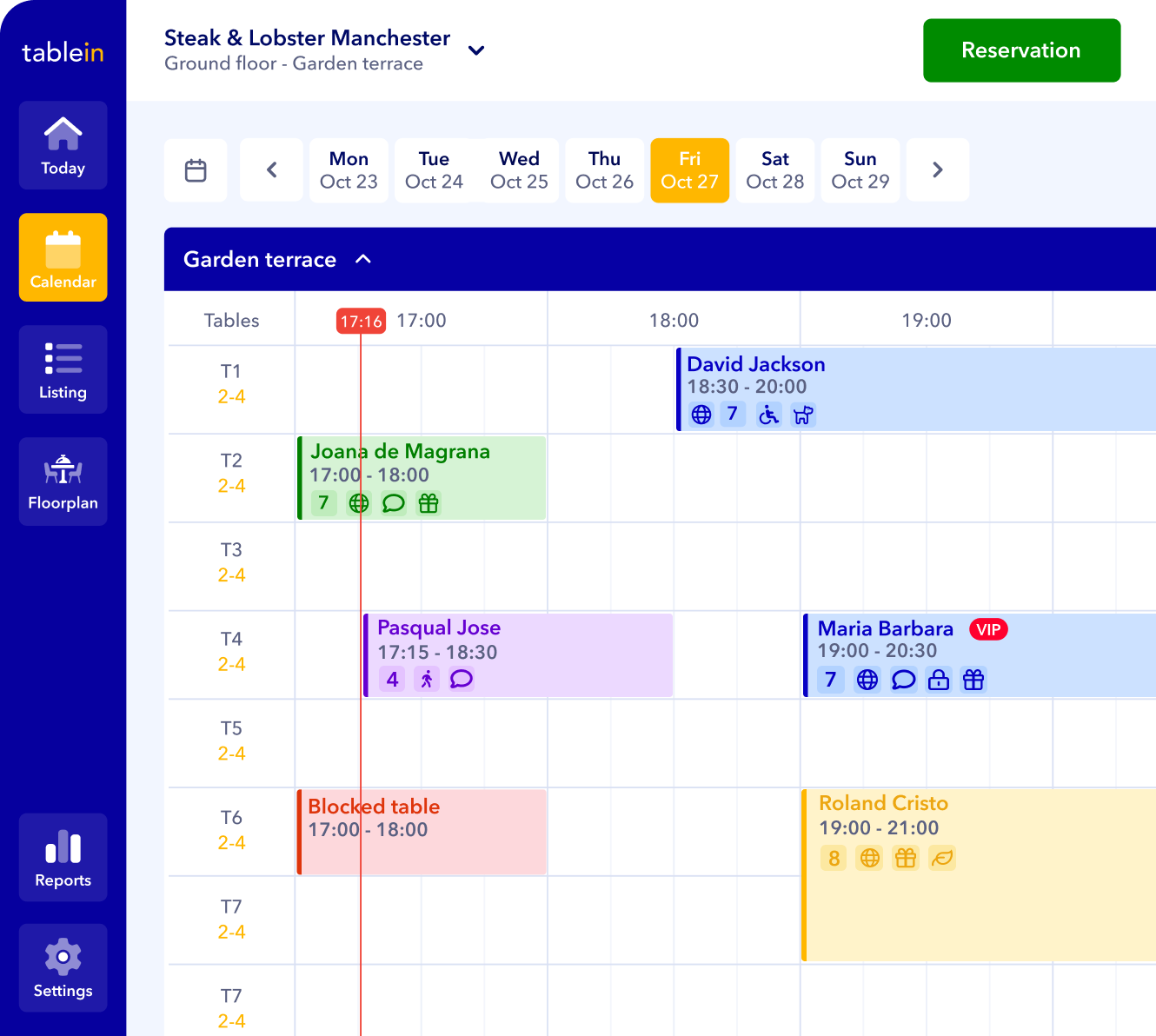 tablein calendar view screenshot