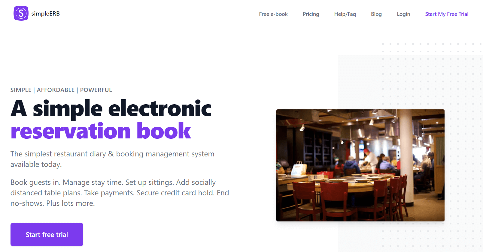 simpleerb homepage screenshot