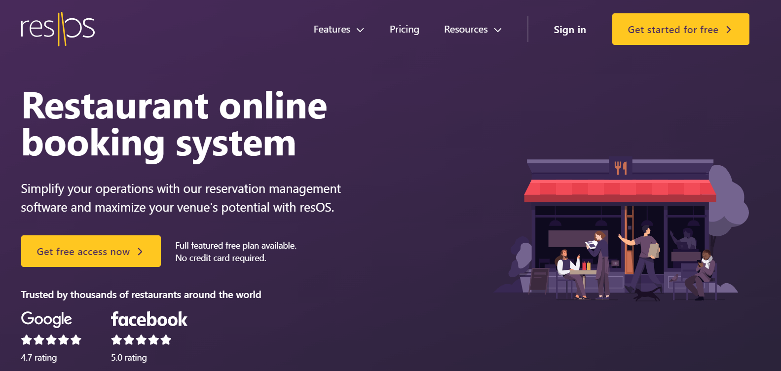 resos homepage screenshot