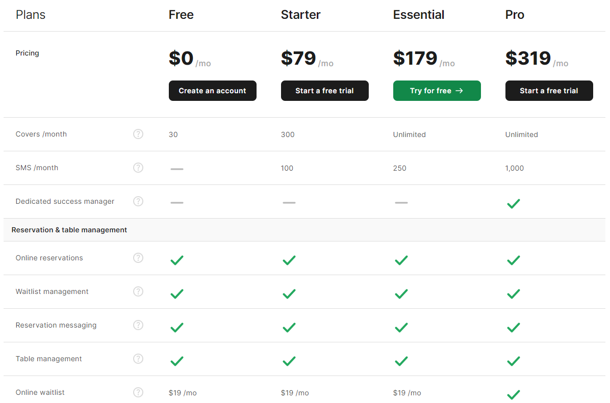 eatapp plans and pricing screenshot