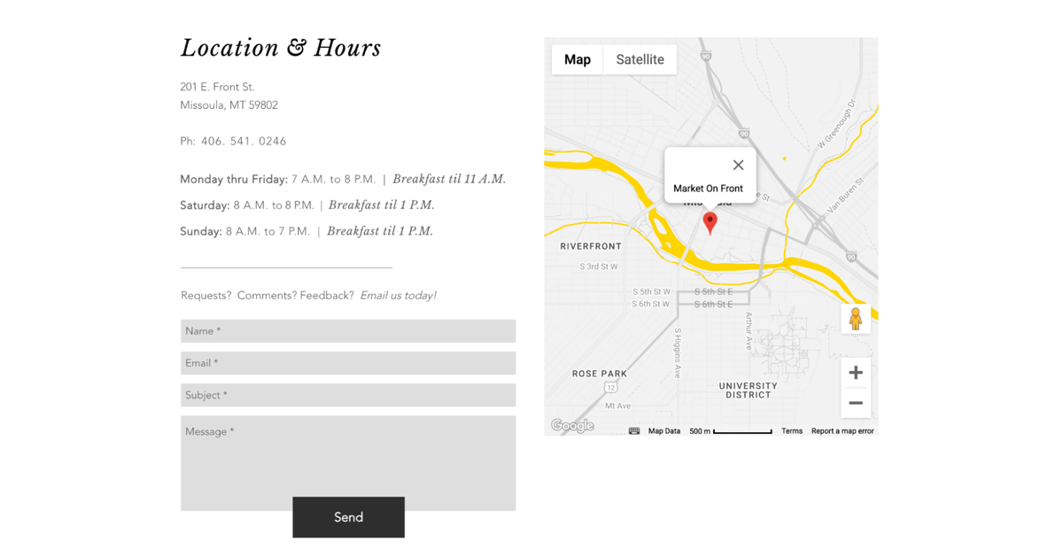 Market on Front dashboard