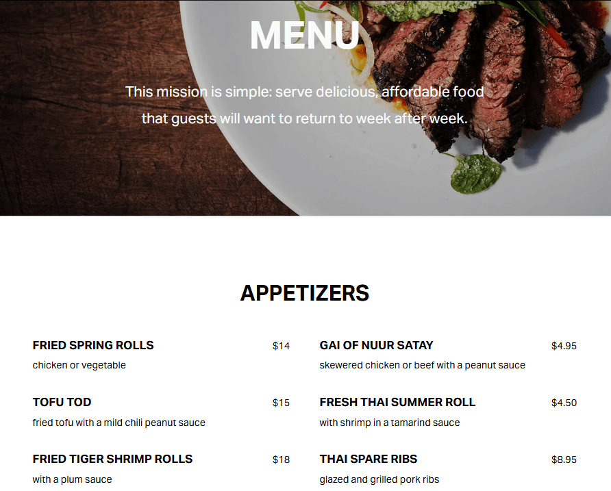squarespace auburn template menu
