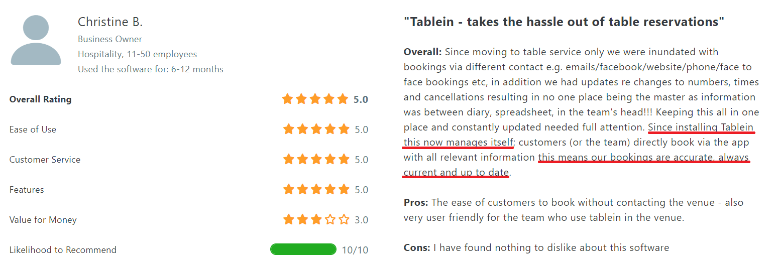 capterra review of tablein