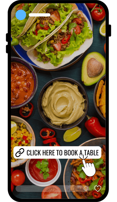 example of an instagram story with a link to book a table