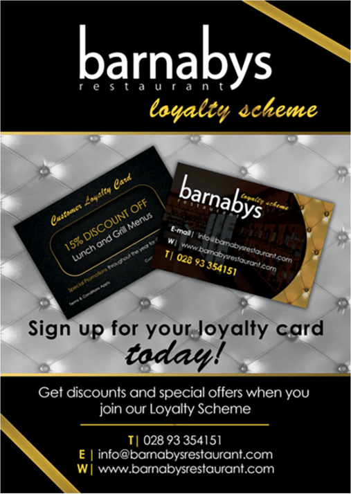 Barnabys Programa de fidelidad del restaurante. Obten descuentos y ofertas especiales