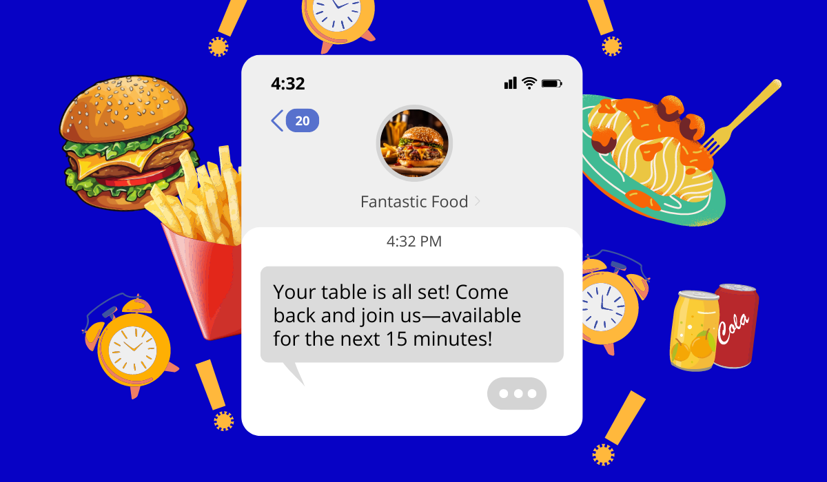 example of a table's ready sms