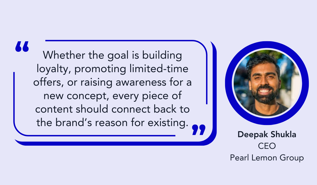 quote on how social media content should reinforce a brand’s mission and identity