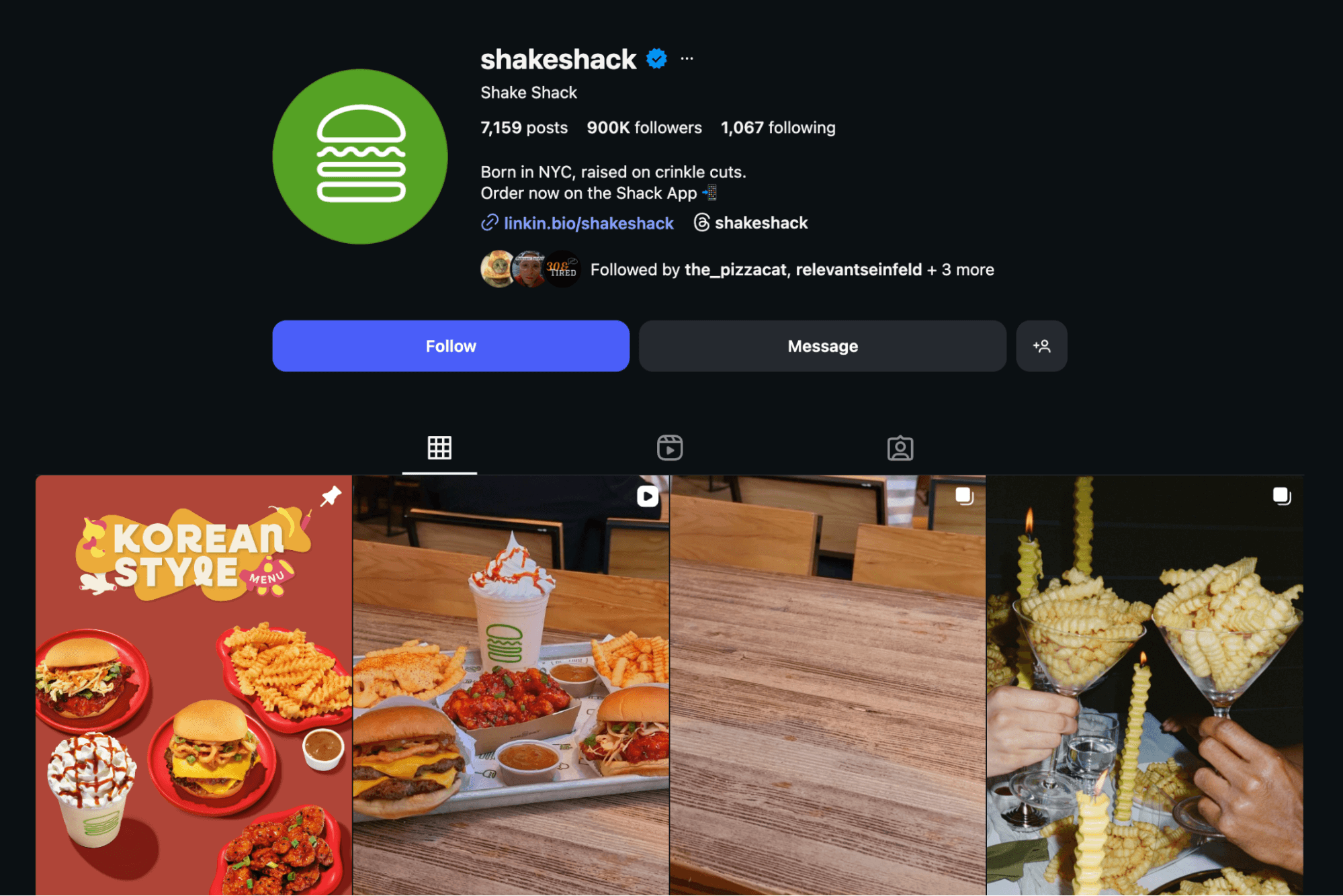 shake shack instagram screenshot