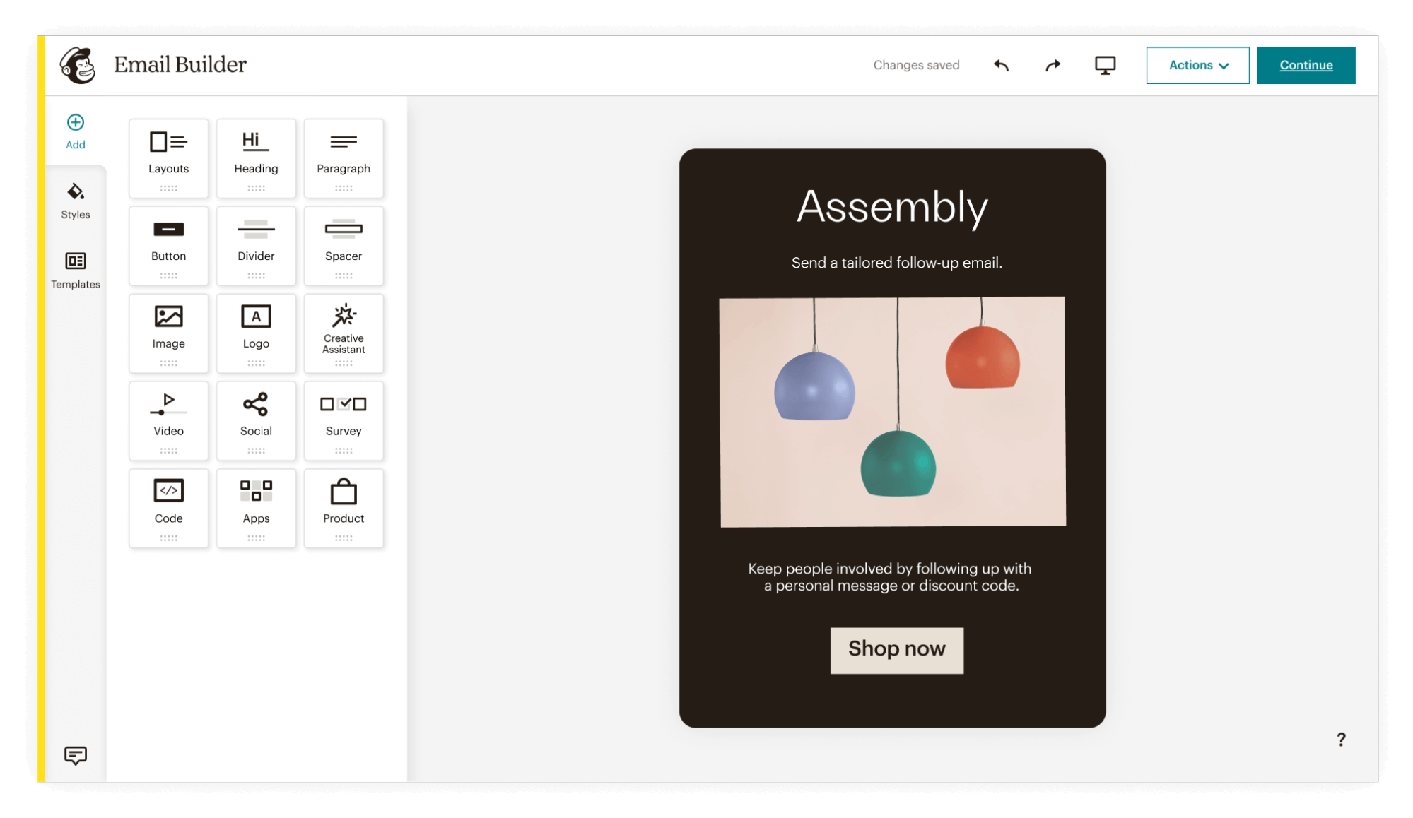 mailchimp email builder screenshot