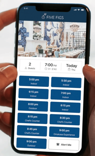 five figs booking widget on a mobile device