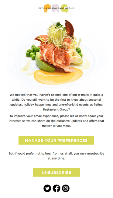 example of an email asking whether a subscriber wants to remain subscribed 