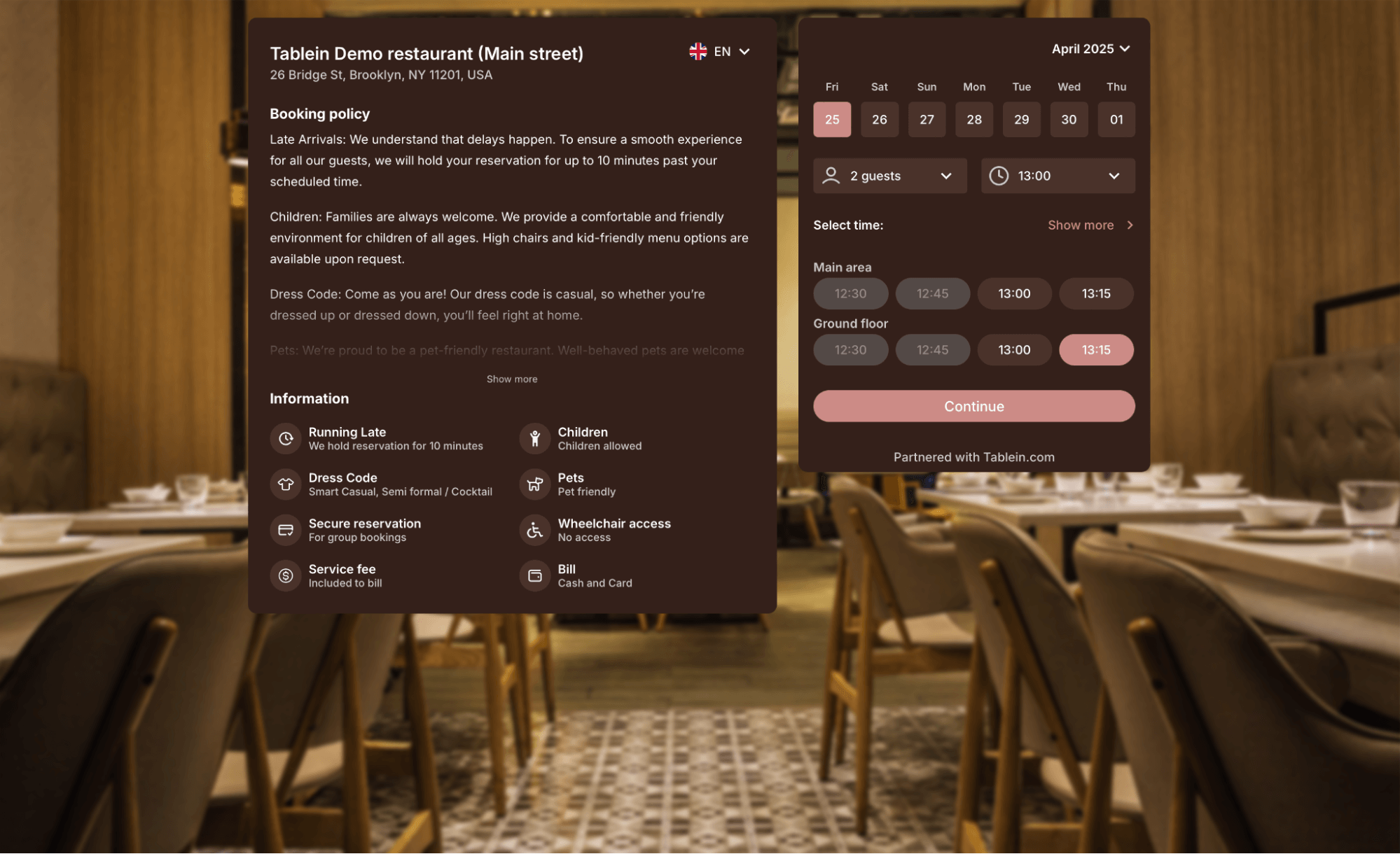 screenshot of tablein widget design