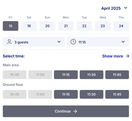 tablein booking widget screenshot