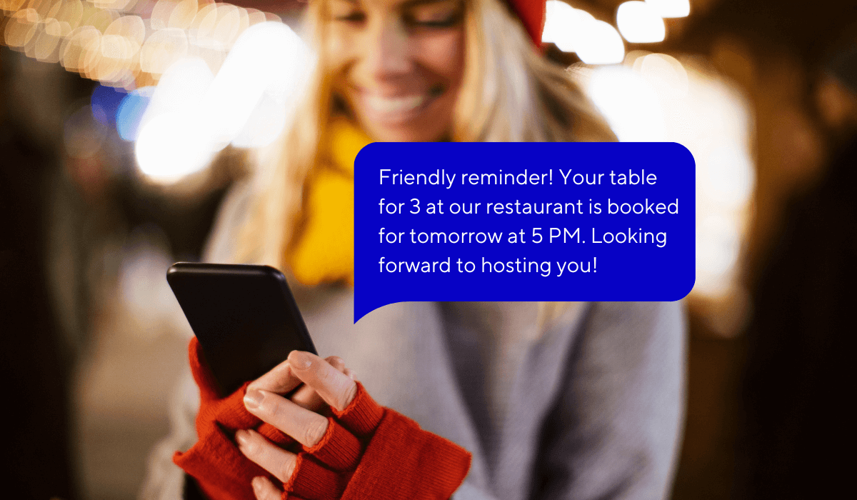 sms restaurant reservation reminder example