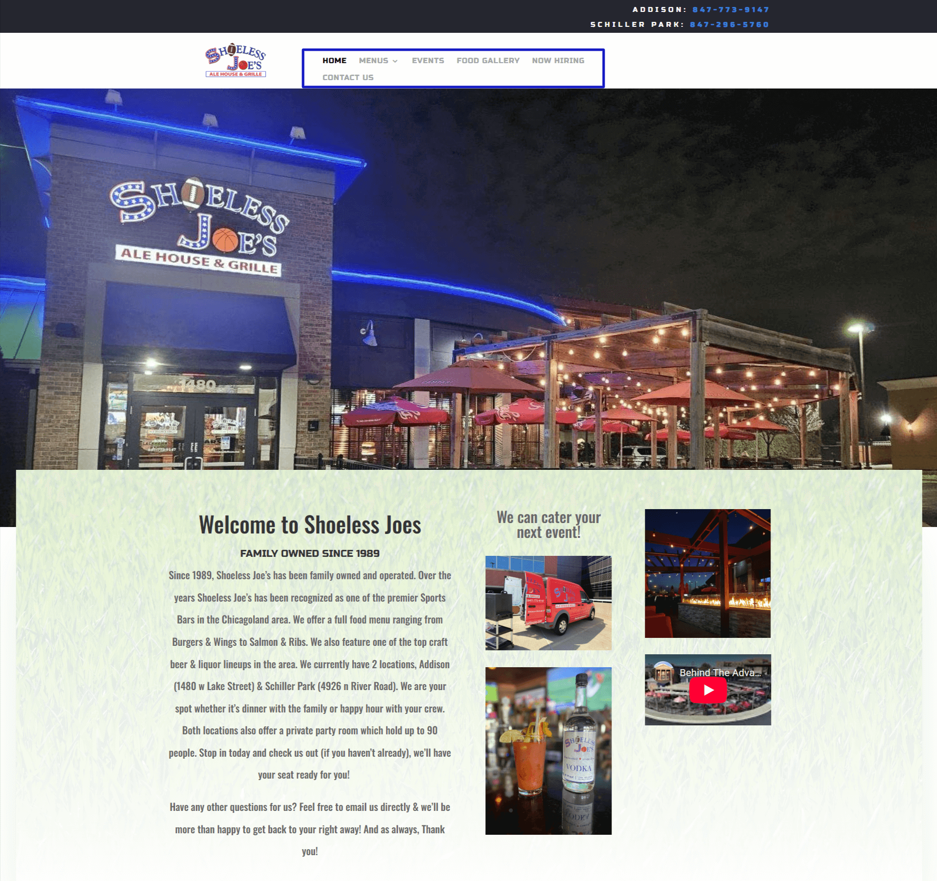 shoeless joe's website screenshot