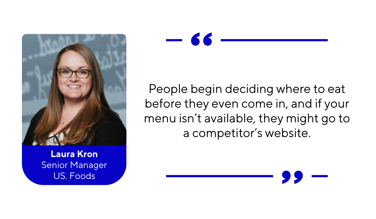 laura kron quote about restaurant menu availability