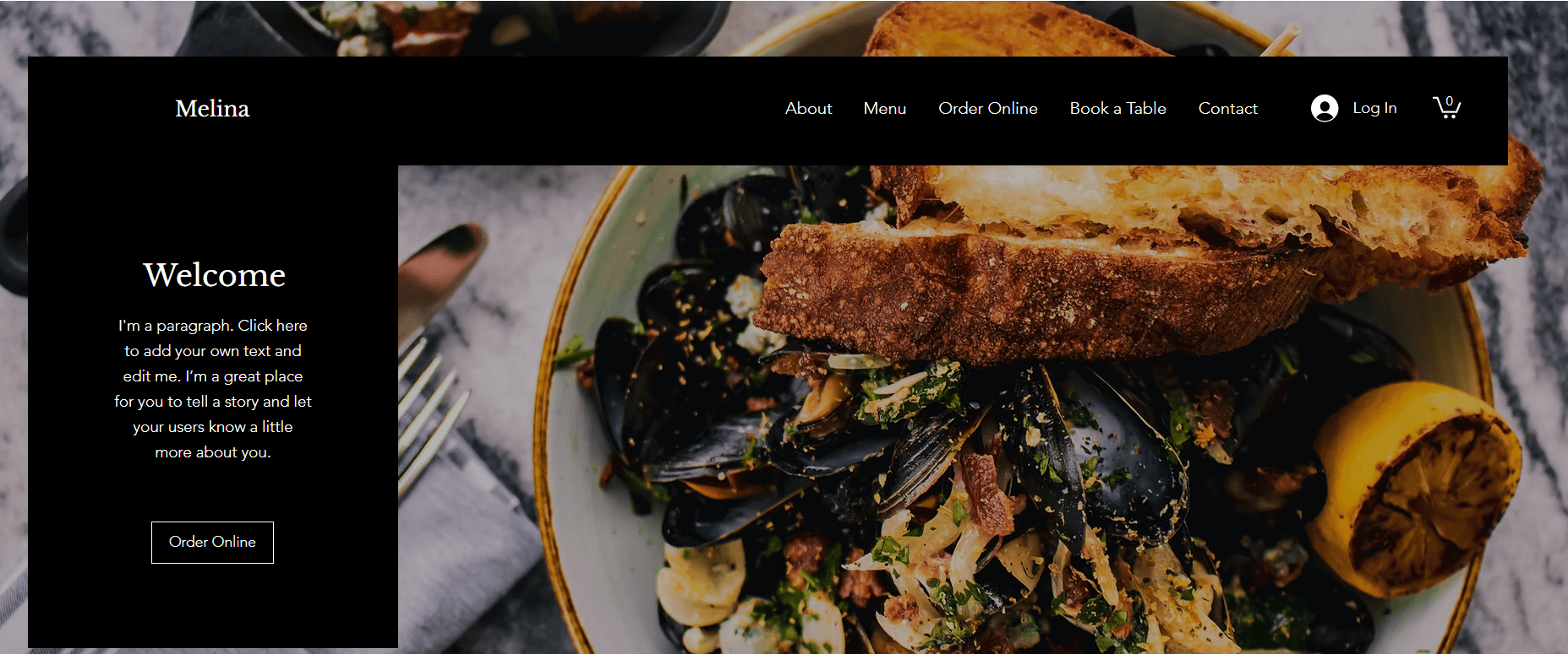 wix restaurant website template screenshot